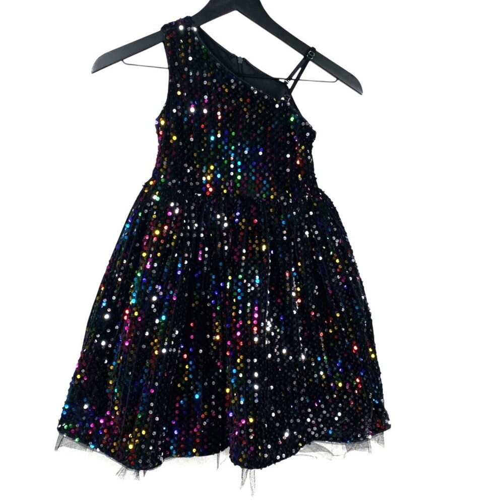 Sparkling Black Sequin Kids Dress